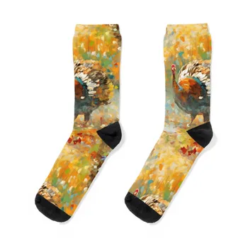 Импресионист Ден на благодарността Турция чорапи естетически мъже памук високо качество Новогодишни чорапи Мъже Дамски