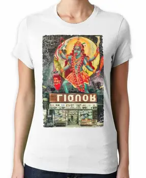 Кали хиндуистка богиня с голям шрифт дамска тениска