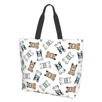 карикатура корги с покритие за лице Изключително голяма чанта за хранителни стоки Сладко куче за многократна употреба голяма пазарска чанта Пазаруване пътуване съхранение мъкна