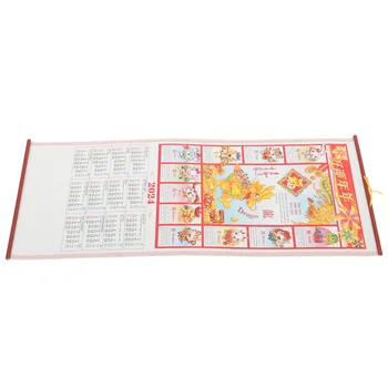 Китайска Нова година стенни висящи календари Традиционен свитък лунен календар украшение Година на дракон декорация на дома