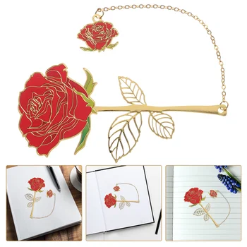 Китайски стил Bookmark висулка медальон четене декоративни роза отметки цвете опаковка притежателя