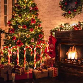 Коледа бонбони тръстика светлини Navidad дърво слънчево въже светлини снежинка звезда пътеводна светлина за Коледа дома двор веранда декорация