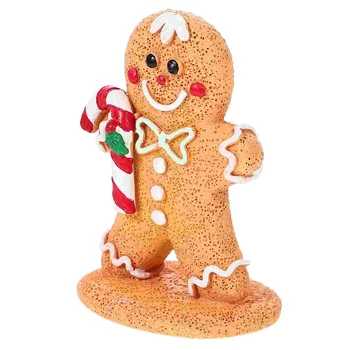 Коледа Настолни декорации Смола Gingerbread Мъже Близалка фигурки Коледа карикатура Gingerbread дисплей статуя