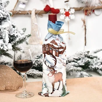 Коледна чанта 2022 Коледа Натале консумативи парти Vinoteca Кухненска бутилка вино Санта Новогодние Платнени капаци Украшения