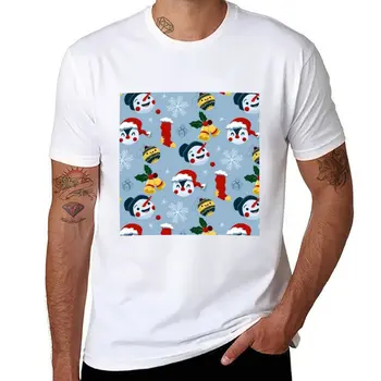 Коледният снежен човек пингвин звънци снежинка колекция 1 тениска празни тениски извънгабаритни тениски лято топ мъжки дрехи