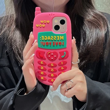 Корея 3D сладък любовно сърце телефон мек телефон случай за iPhone 13 12 11 Pro XR X XS MAX 6 7 8 плюс силиконов защитен заден капак