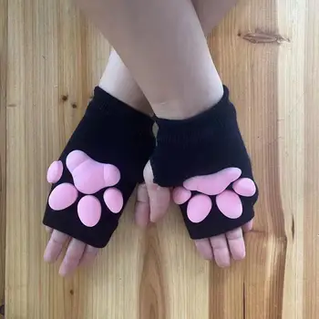 Котешки нокът ръкавици 3D силиконова подложка за месо Лолита стил косплей изпълнение облекло сладък японки момиче плетене котка нокът ръкавица