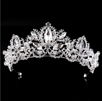 Красиви висококачествени кристали сватба булчински кристал перла мъниста лента за глава корона диадема панделка шлем бижута