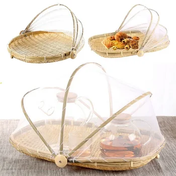 Кухненска кошница за сладкиши Бамбукови стоки Сушене на зеленчукови сухи мрежи Тъкани Устойчиви на комари прахоустойчиви плодове