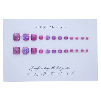 Лилаво кристал стил лъскав пръст фалшив нокти плътен цвят дълготраен фалшив нокти маникюр изкуство за жени и момиче парти дейност