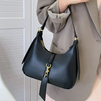 Луксозна дамска чанта за подмишници Висококачествени кожени чанти за рамо за жени 2023 Trend Brand Half Moon чанти и портмонета