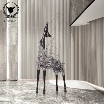 Мащабно абстрактно изкуство метал кухо ковано желязо елен кацане скулптура хотел продажби офис веранда коридор обзавеждане