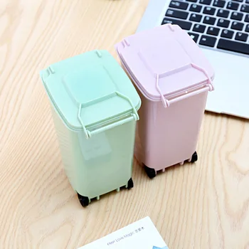 Мини десктоп боклук може 4color боклук кутия за съхранение хол хол масичка за кафе с капак малка хартиена кошница пластмасова торба за боклук