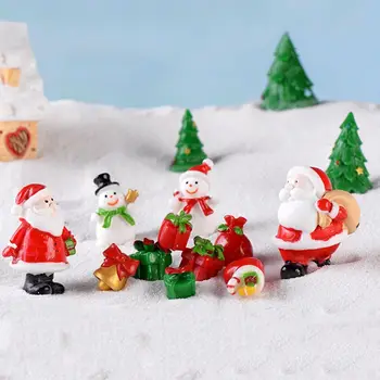 Мини коледни фигурки 1-5см миниатюрна фея градина микро пейзаж Коледа Дядо Коледа снежен човек кукла украшение парти декор