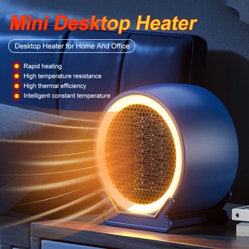 Мини настолен нагревател PTC керамичен електрически нагревател за вътрешен 2 температурни нива с преобръщаща защита за хол спалня