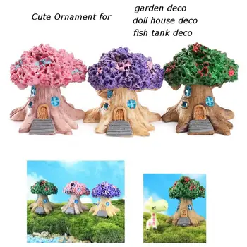 Мини фея дърво къща миниатюрни градина микро пейзаж орнамент занаят декор миниатюри мазилка форми миниатюрни градина декорация