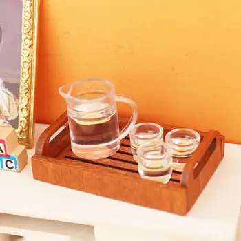 Мини чаша къща декорация реалистични миниатюрни къща напитки комплект лимонада портокалов сок кафе мляко аксесоари за декорация високо