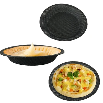 Мини черна мрежа перфорирана кръгла кок плесен храна клас пица тиган силиконови фибростъкло хляб мухъл незалепващо кухненско печене