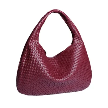Мода тъкани Hobo чанта за жени цип голям капацитет ръчно тъкани половин луна чанти женски ретро подмишниците плаж рамо чанти