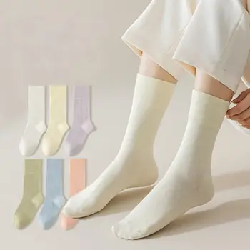 Модерен Jk дишаща удобна мода прост памук трикотаж корейски стил телешки чорапи еластични жени тънки чорапи