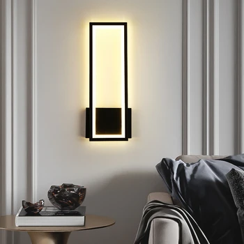 Модерни минималистични стенни лампи Правоъгълник Начало Декор Свещи Всекидневна Телевизор Стенен декор Спалня Нощно шкафче Черно бяло Led светлини