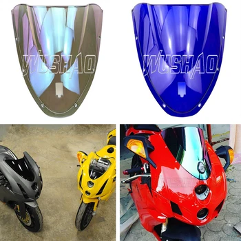 Мотоциклет двойно балон предното стъкло предно стъкло за 2005 2006 2007 Ducati 749 R S 749R 749S 999 999R 999S черен иридий