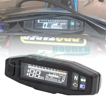 Мотоциклет цифров тахометър табло табло универсален LCD арматурен панел габарит километраж скоростомер универсален 12V индикатор предавка