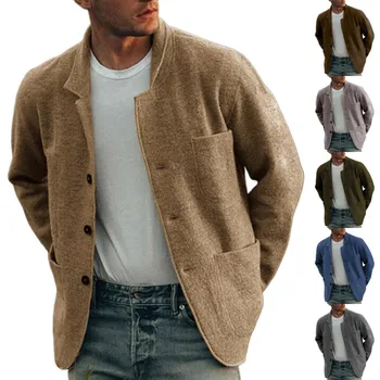 Мъжка младежка плътен цвят модно яке палто случайни жилетка