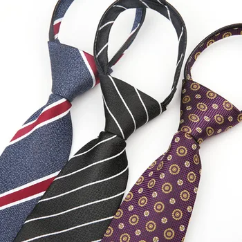 Мъжки цип вратовръзка лесен за издърпване мързеливи вратовръзка 8 см класически раирани врата Cravat бизнес рокля среща интервю сватба мъжки вратовръзки