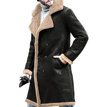 Мъжко кожено яке реколта сгъстяване палто улица модерен кожени якета за мъже хлабав мотоциклет облекло дълго Pu кожено яке