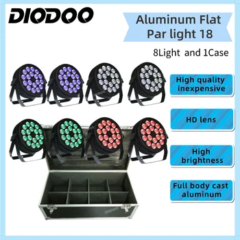 Най-добро качество алуминиеви LED плоски Par 18x12W светлини FlighCase RGBW LED осветление DMX512 диско светлини Професионална сцена DJ оборудване