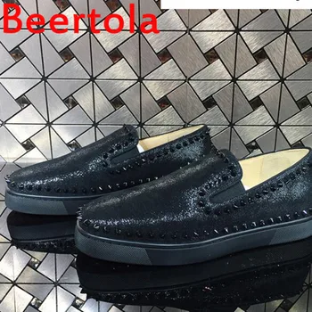 Най-новите пролетни есенни мъжки маратонки нит ежедневни обувки марка Beertola дизайнери Апартаменти ходене обувки мъжки черен цвят chaussures