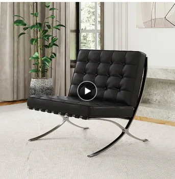 Начало Всекидневна Шезлонг Nordic Leather Single Sofa Chair Creative Designer Seat Barcelona Chair Living Room Furniture 2023