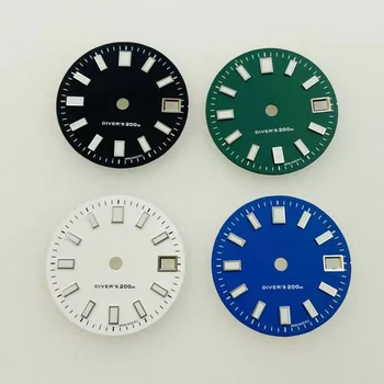 Нов NH34 циферблат механичен часовник модифициран Yuanzu водолазен часовник S стандарт силен зелен нощен диаметър на диска 28.5mm