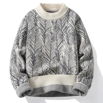 Нов мъжки плетен пуловер около врата хлабав случайни модни пуловери мъже есен зима топло Harajuku вълна пуловери