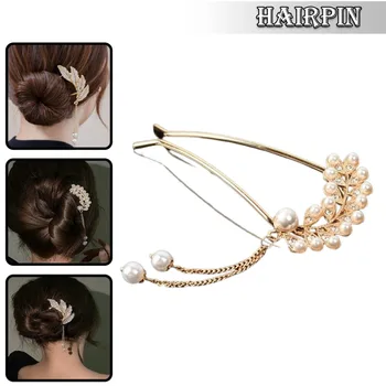 Нов стил U форма пръчки за коса Rhinestone перо пискюл коса вилица френски фиба жени висококачествен материал удобен издръжлив