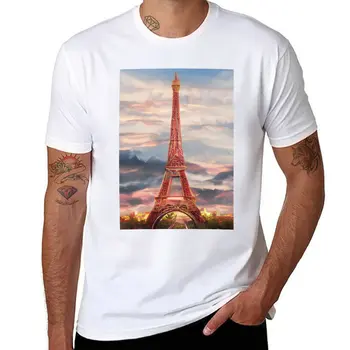 Нова Айфелова кула Париж Франция живопис тениска плюс размер тениски бързосъхнеща тениска къс ръкав тениска блуза мъже