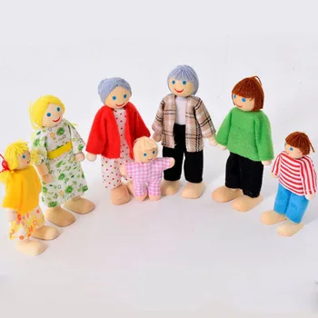 Нови дървени мебели миниатюрни играчки мини дървени кукли семейна кукла деца детска къща играят играчка момчета момичета подаръци