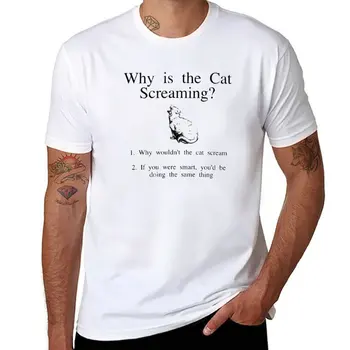Ново Защо котката крещи? Тениска сладки дрехи летни дрехи хипи дрехи обикновен т ризи мъже