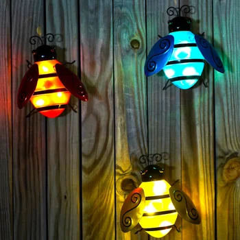 Ново пристигане слънчева пчелна лампа животинска форма външна декорация ковано желязо градина пейзаж лампа градина стена лампа