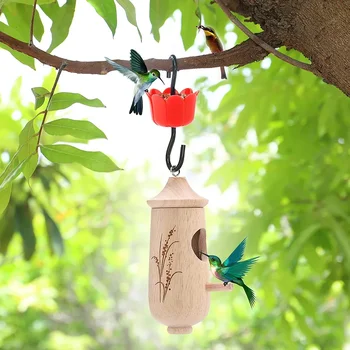 Ново птиче гнездо висящи мини декорация колибри къща открит градина градина дървени висящи занаяти