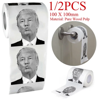 Новост Доналд Тръмп целувка отпечатани тоалетна хартия ролка шега шега салфетка хумор отпечатани тоалетна хартия ролка тъкан търкаляне хартия подарък