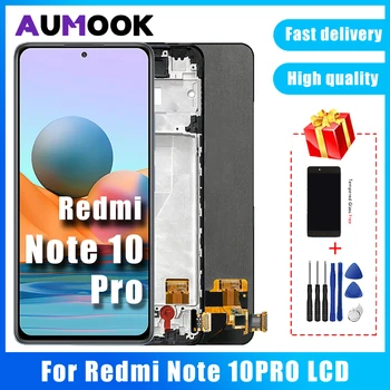 Оригинален AMOLED за Redmi Note 10Pro дисплей сензорен екран с рамка дигитайзер събрание за Xiaomi Redmi Note10Pro LCD