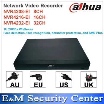 Оригинален Dahua NVR4208-EI NVR4216-EI NVR4232-EI 8/16/32CH 1U NVR откриване на лица 2HDDs WizSense мрежов видеорекордер