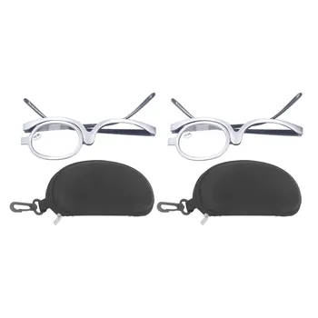 Очила за грим на очите Сменяеми лещи Широко използвани удобни носни скоби 180 ° въртене увеличителни грим очила за баба