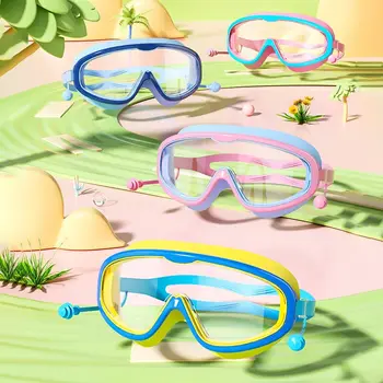 Очила за плуване с голяма рамка Детски очила против мъгла с широк изглед HD силиконови очила за плуване