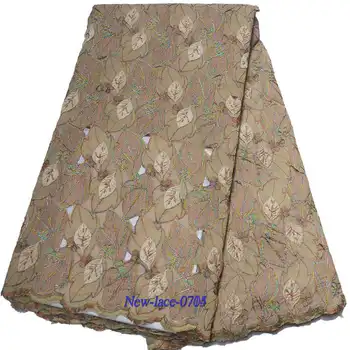 Памучен дантелен плат Висококачествена швейцарска дантела с камъни 2019 най-новата африканска дантела за сватбена рокля 5yards 03