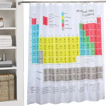 Периодична таблица Завеса за душ | Дизайнерски завеси за душ за баня водоустойчиви, платнени завеси за душ за студенти по химия A