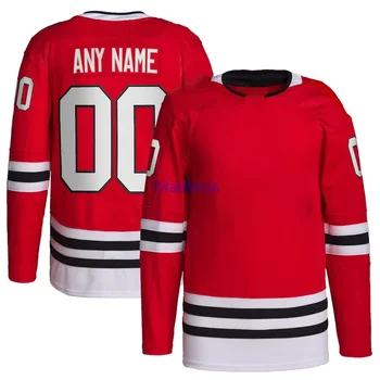 Персонализирайте Чикаго хокей потници Америка хокей на лед Джърси персонализирана фамилия Произволен номер Всички зашити пуловер US размер S-3XL