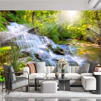 Персонализиран водопад стенопис красив естествен пейзаж гора вода декорация живопис дома декор дърво 3d тапет